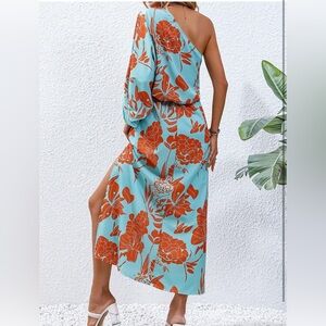 One shoulder floral dress